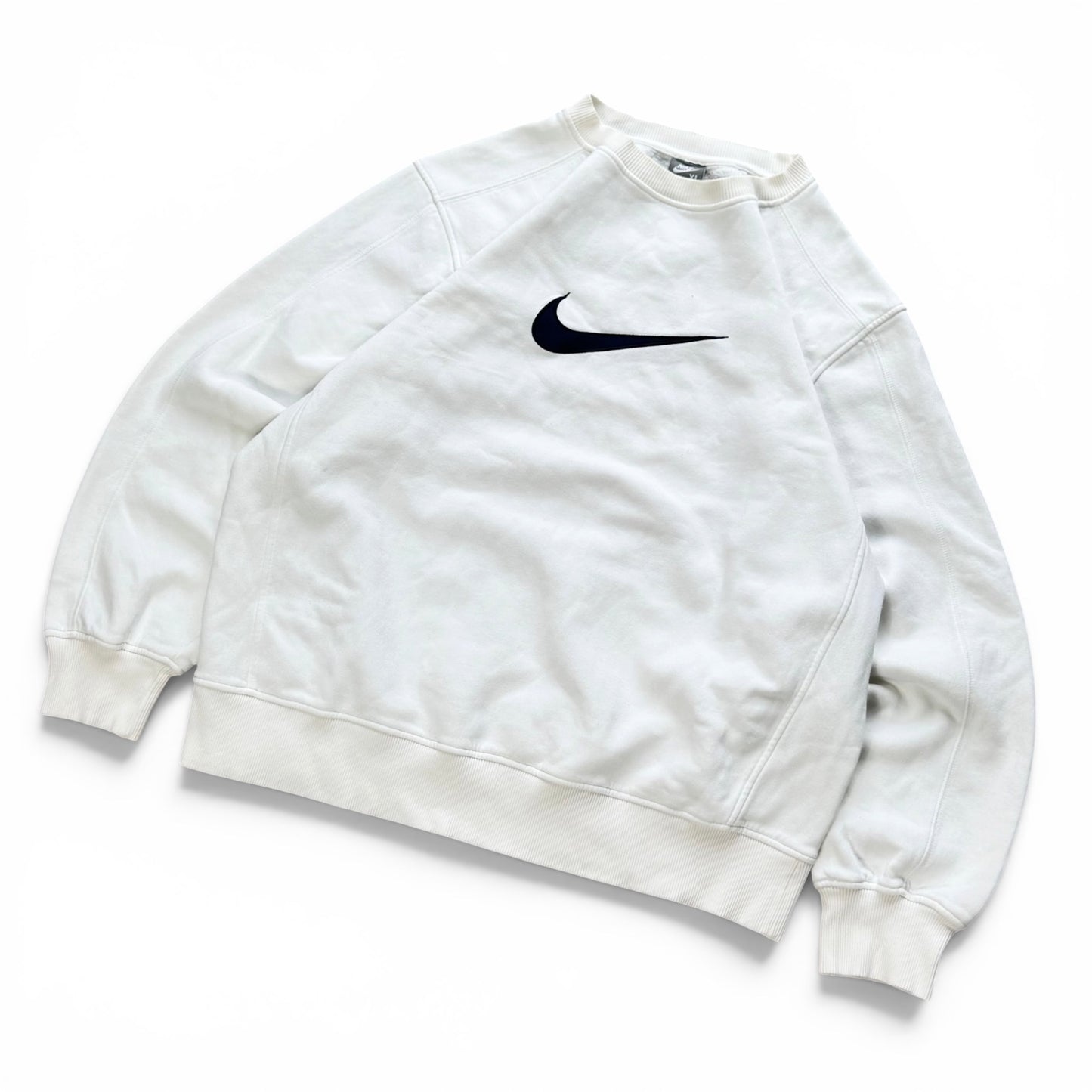 RARE 2000s Nike Swoosh Sweatshirt White - (L)