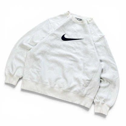 RARE 2000s Nike Swoosh Sweatshirt White - (L)