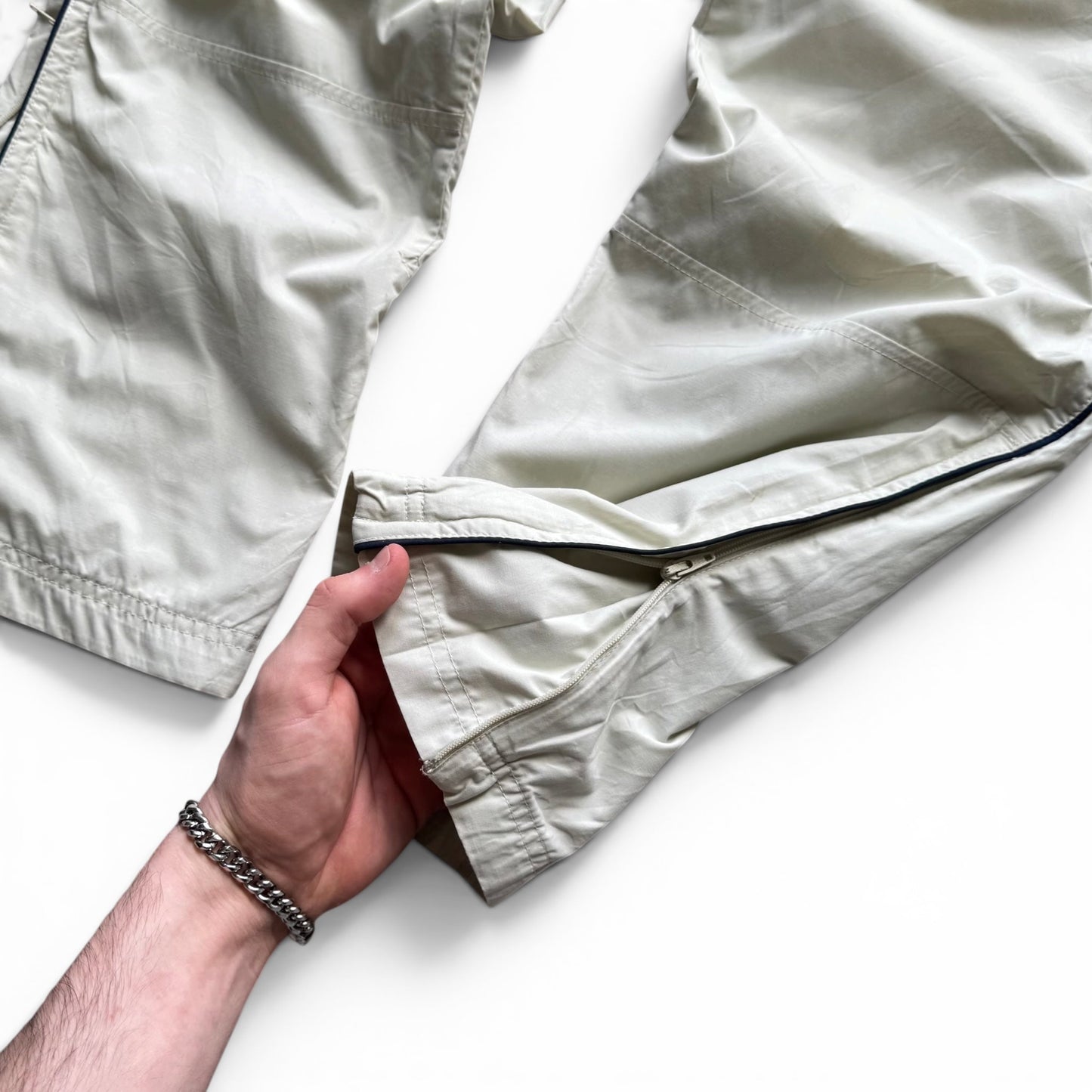 RARE 2000s Nike Trackpants Cream - (S)
