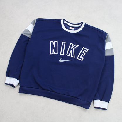 VERY RARE Vintage 1990s Nike Spell Out Sweatshirt Navy - (S)