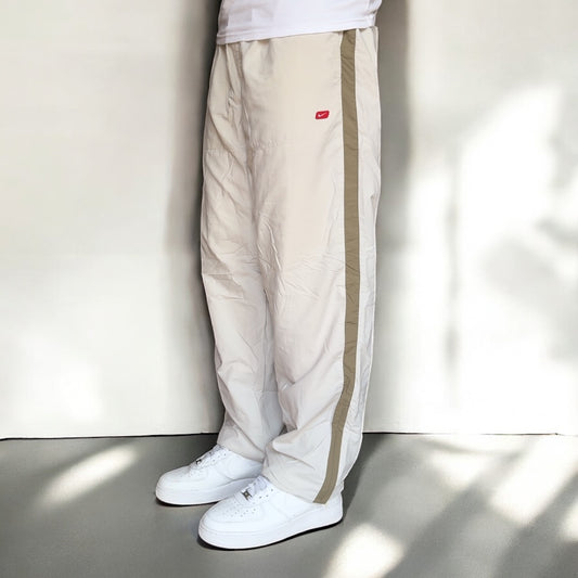 RARE 2000s Nike Trackpants Cream - (L)