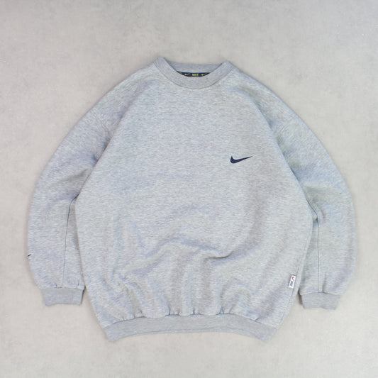 RARE Vintage 1990s Nike Sweatshirt Grey - (XL)