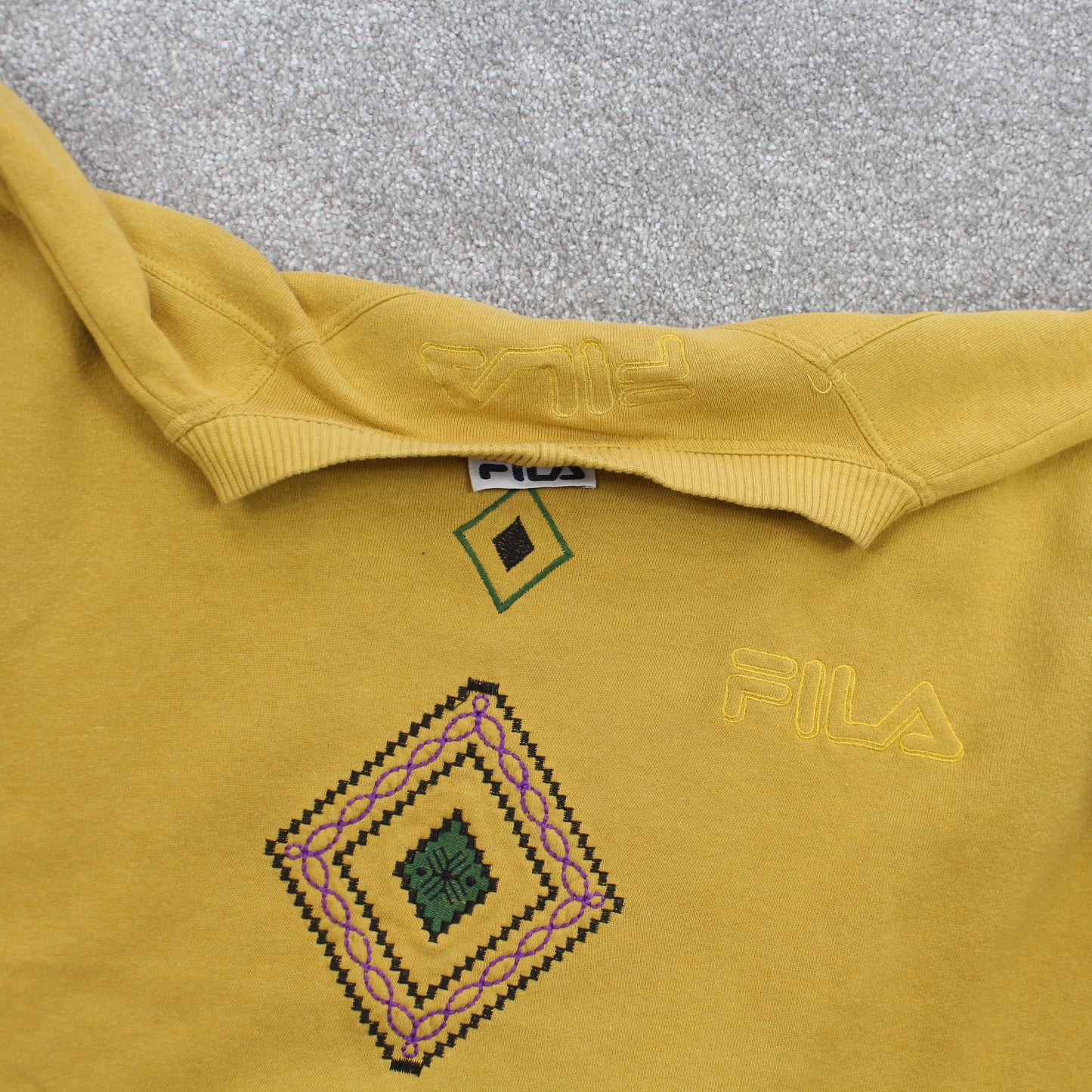 RARE Vintage 1990s Fila Aztec Sweatshirt Mustard - (L)