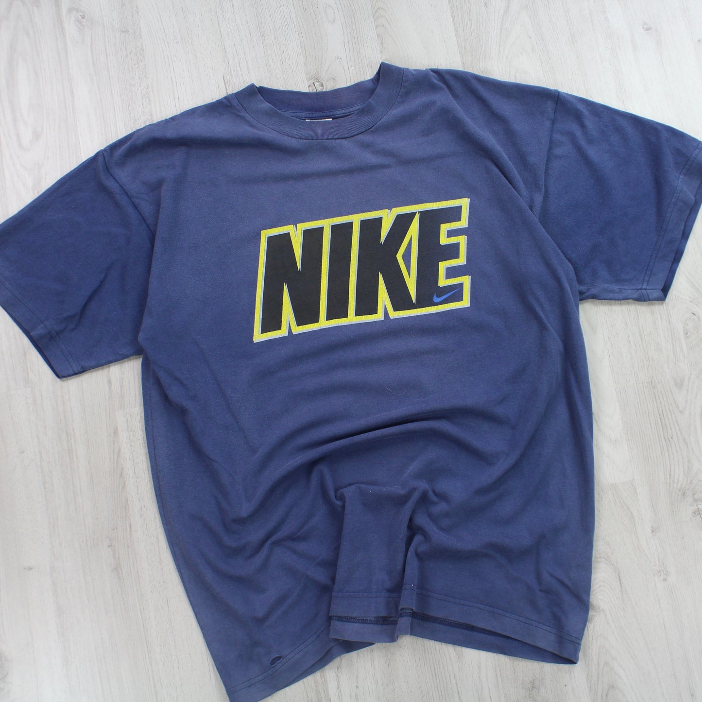 RARE Vintage 1990s Nike Spell Out T-Shirt Navy - (L)