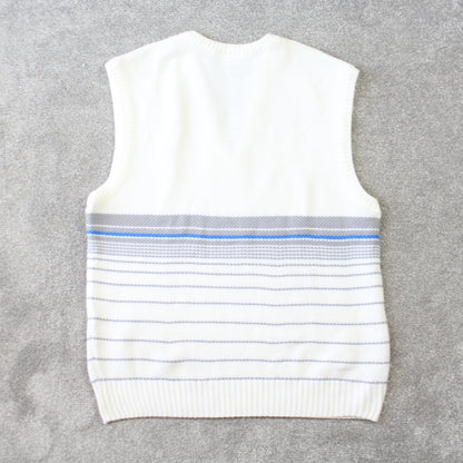 1990s Lacoste V-Neck Vest Cream - (M)