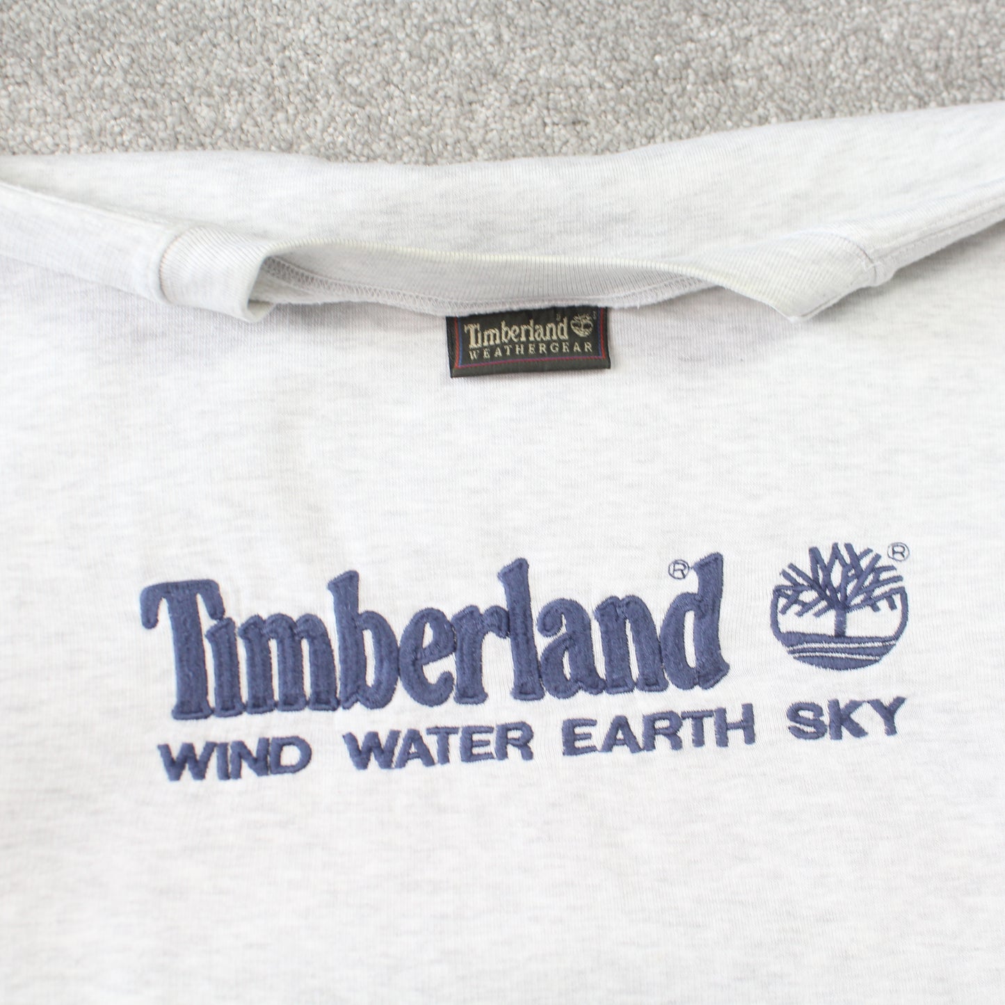 Vintage 1990s Timberland Spell Out Sweatshirt Grey - (XL)