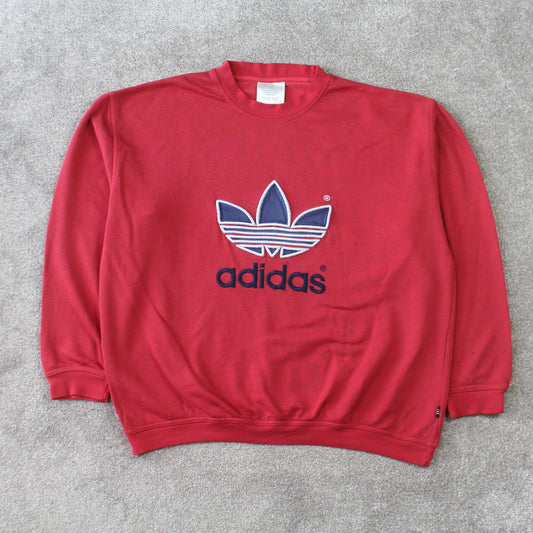 Vintage 1990s Adidas Sweatshirt Red - (S)