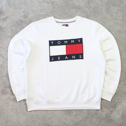 Vintage Tommy Hilfiger Sweatshirt White - (L)