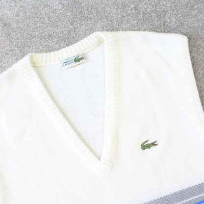 1990s Lacoste V-Neck Vest Cream - (M)