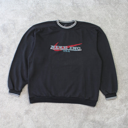 SUPER RARE Vintage 1990s Nike Inc USA Sweatshirt Black - (L)