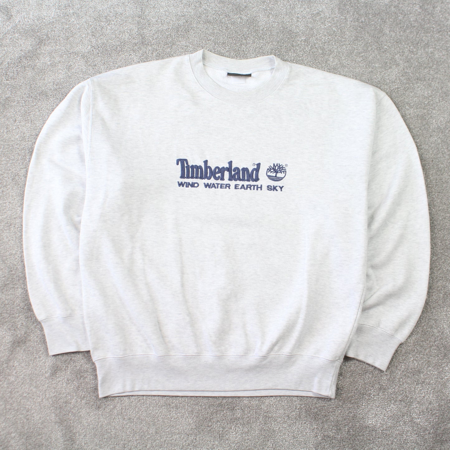 Vintage 1990s Timberland Spell Out Sweatshirt Grey - (XL)