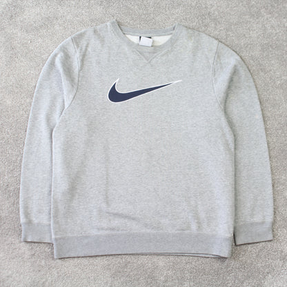 Vintage 00s Nike Swoosh Sweatshirt Grey - (S)