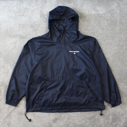 RARE Vintage 1990s Polo Sport Pullover Windbreaker Navy - (M)