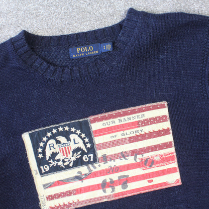 Vintage Ralph Lauren Knit Jumper Navy - (M)