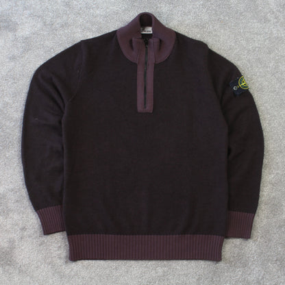 Stone Island 1/4 Zip Jumper Brown - (S)