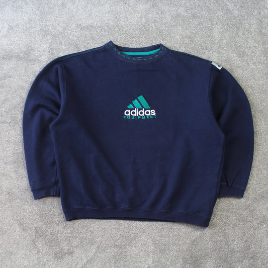 RARE Vintage 1990s Adidas EQT Sweatshirt Navy - (S)