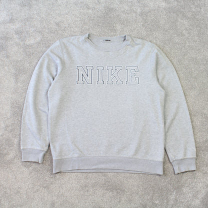 Vintage 00s Nike Spell Out Sweatshirt Grey - (M)