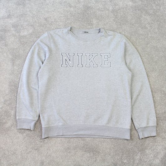 Vintage 00s Nike Spell Out Sweatshirt Grey - (M)