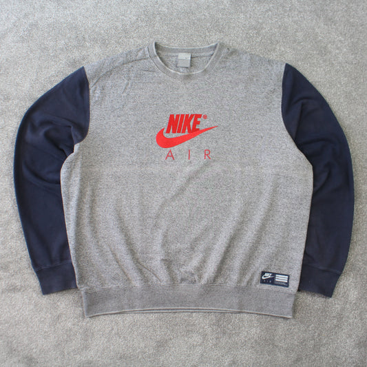 Vintage 00s Nike Air Sweatshirt Grey - (XL)