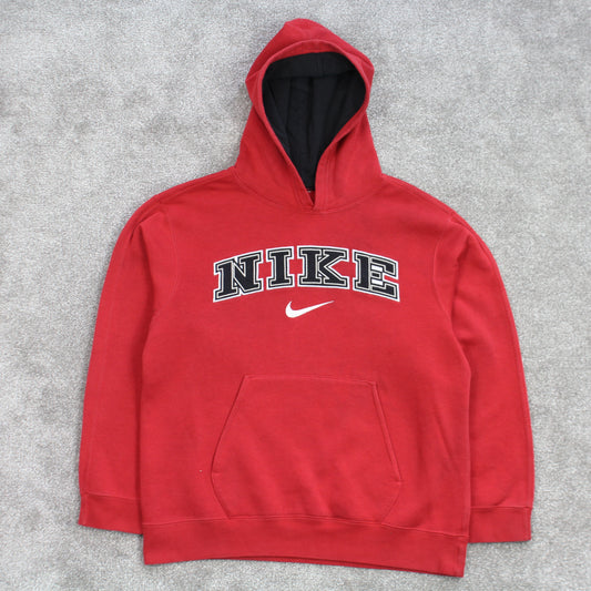 SUPER RARE Vintage 00s Nike Spell Out Hoodie Red - (XS)