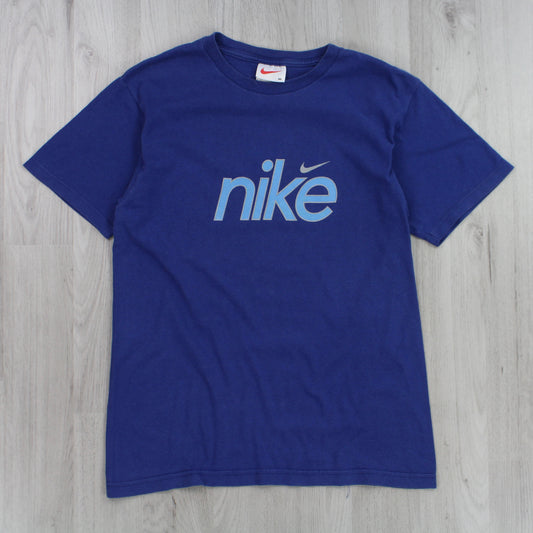 RARE Vintage 1990s Nike T-Shirt Blue - (S)