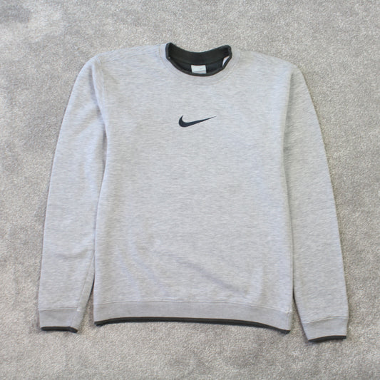 Vintage 00s Nike Swoosh Sweatshirt Grey - (XS)