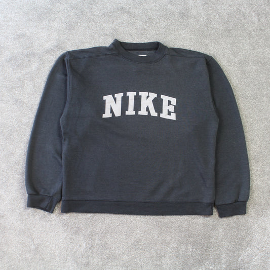 RARE Vintage 1990s Nike Spell Out Sweatshirt Grey - (XS)