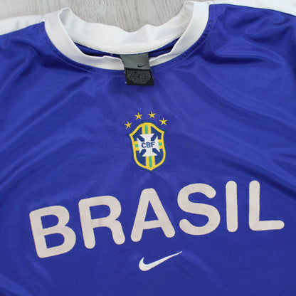 SUPER RARE Vintage 00s Nike Brazil Football Training Jersey Blue - (L)