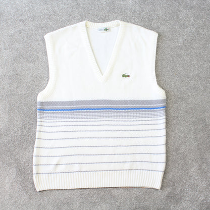 1990s Lacoste V-Neck Vest Cream - (M)