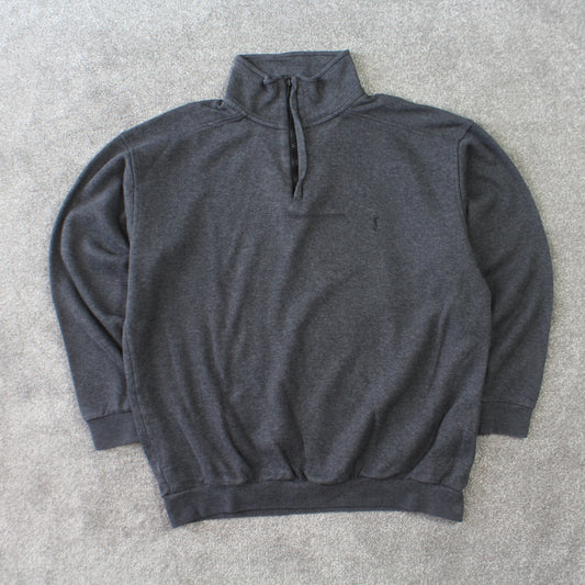 Grey YSL 1/4 Zip Sweatshirt - (S)