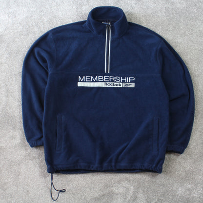 Vintage Reebok 1/4 Zip Fleece Navy - (L)