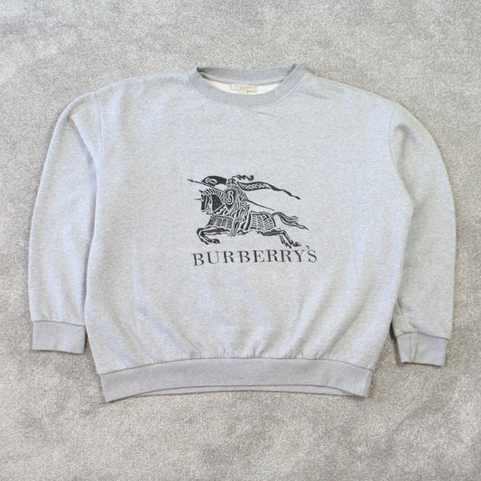 RARE Vintage 1990s Burberrys Sweatshirt Grey - (S)