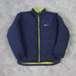 RARE 1990s Vintage Nike Reversible Puffer Jacket Navy/Green - (S)