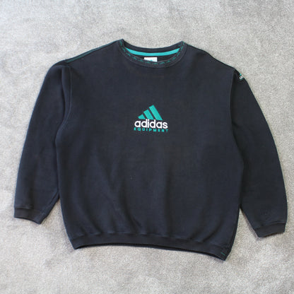 RARE Vintage 1990s Adidas EQT Sweatshirt Black - (L)