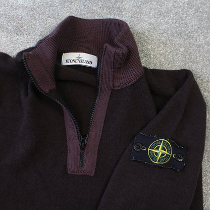 Stone Island 1/4 Zip Jumper Brown - (S)