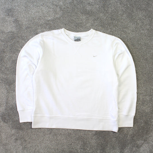 Vintage 00s Nike Swoosh Sweatshirt White - (S)