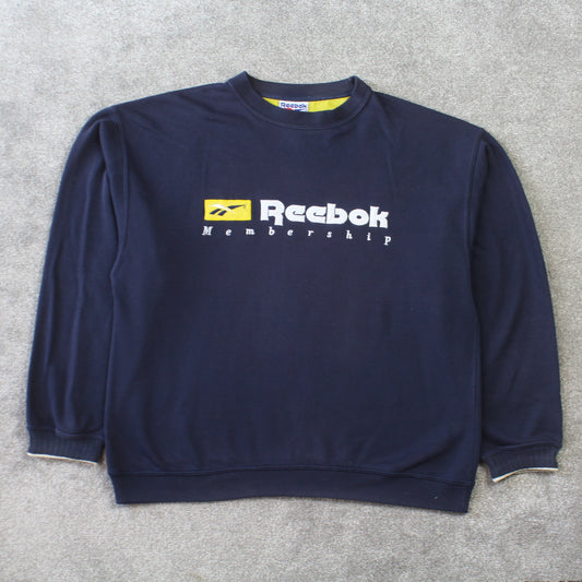 Vintage 1990s Reebok Sweatshirt Navy - (L)