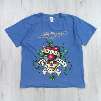 Vintage ED Hardy T-Shirt Blau - (S)