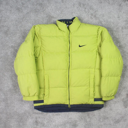 RARE 1990s Vintage Nike Reversible Puffer Jacket Navy/Green - (S)