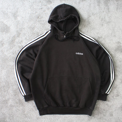 Vintage 1990s Adidas Spell Out Hoodie Black - (L)