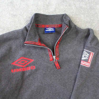 Vintage 1990s Umbro 1/4 Zip Fleece Grey - (M)