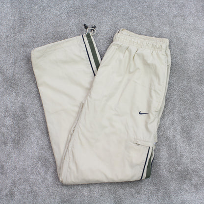 RARE Vintage 00s Nike Baggy Track Pants Cream - (L)