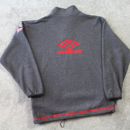 Vintage 1990s Umbro 1/4 Zip Fleece Grey - (M)