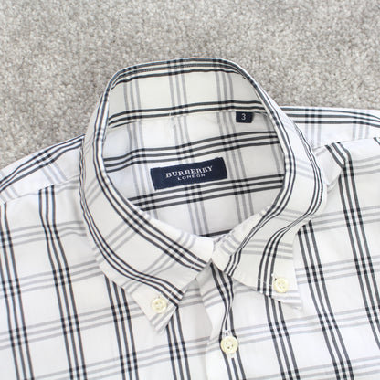 RARE White Burberry Nova Check Shirt - (M)