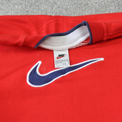 RARE 1990s Nike Swoosh Sweatshirt Red - (XL)