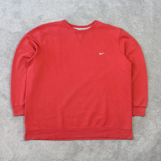 Vintage 00s Nike Swoosh Sweatshirt Red - (XL)