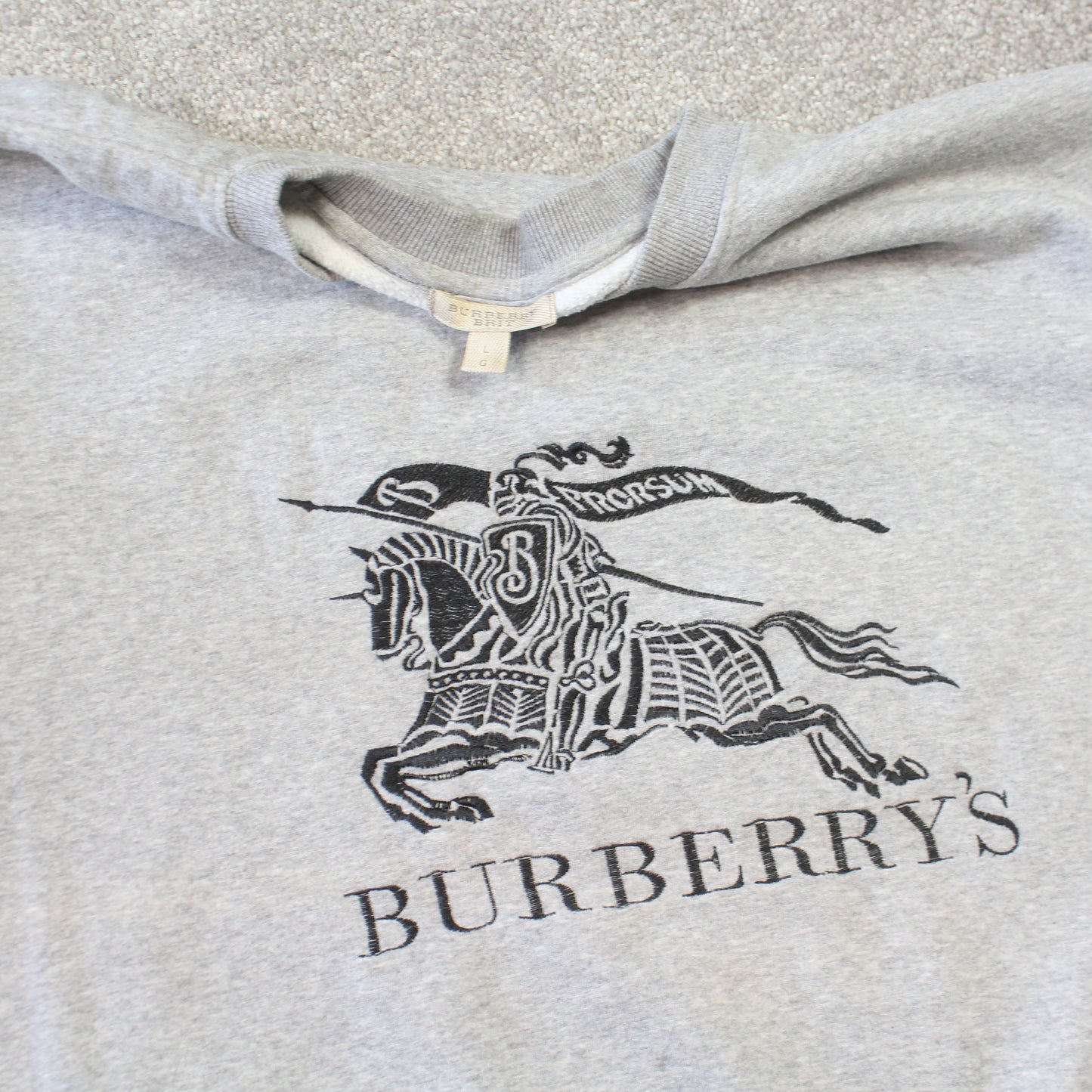 RARE Vintage 1990s Burberrys Sweatshirt Grey - (S)