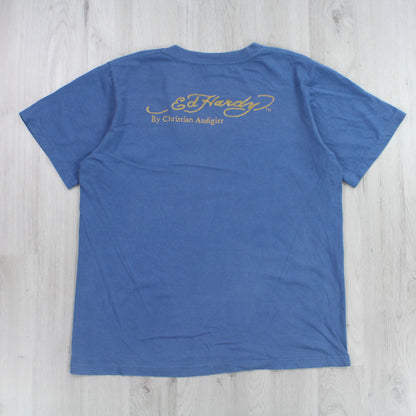 Vintage ED Hardy T-Shirt Blau - (S)