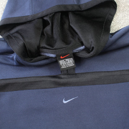 RARE Vintage 1990s Nike Centre Swoosh 1/4 Zip Hoodie Navy - (L)