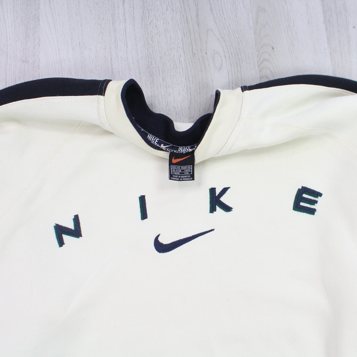 SUPER RARE Vintage 1990s Nike Spell Out Sweatshirt Cream - (XL)